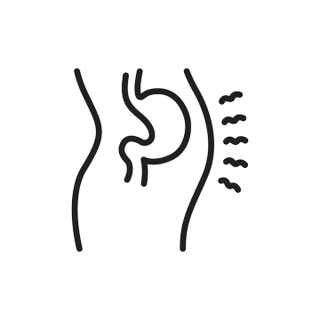 Black and white bloating icon.