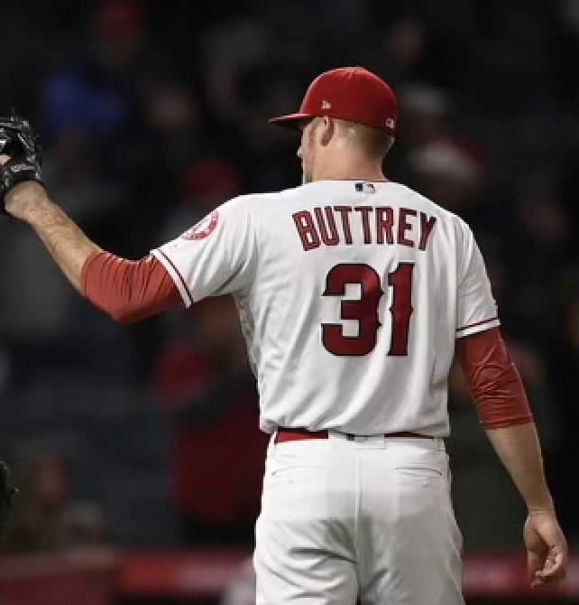 Baseball player Ty Buttrey in uniform.
